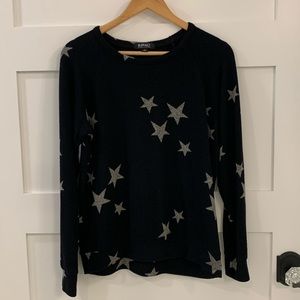 BUFFALO DAVID BRITTON Black Sweater Gray Stars Soft Viscose Round Neck Size S